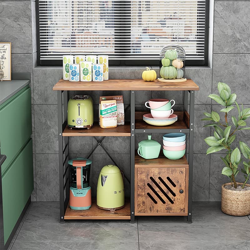 Metal Furniture Kitchen Organizer Rack Simple Assembly Wood Look