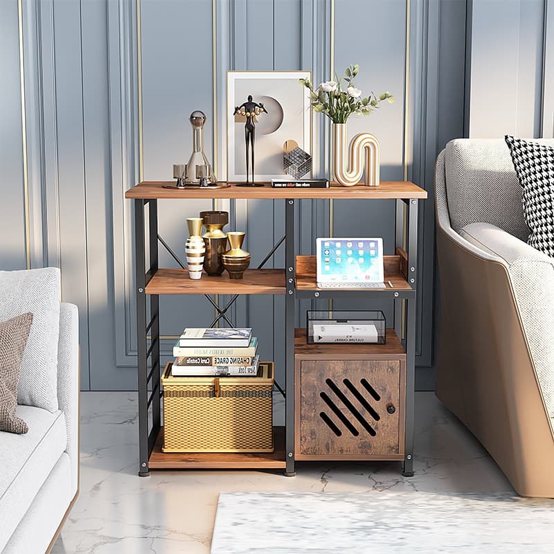 Metal Furniture Kitchen Organizer Rack Simple Assembly Wood Look