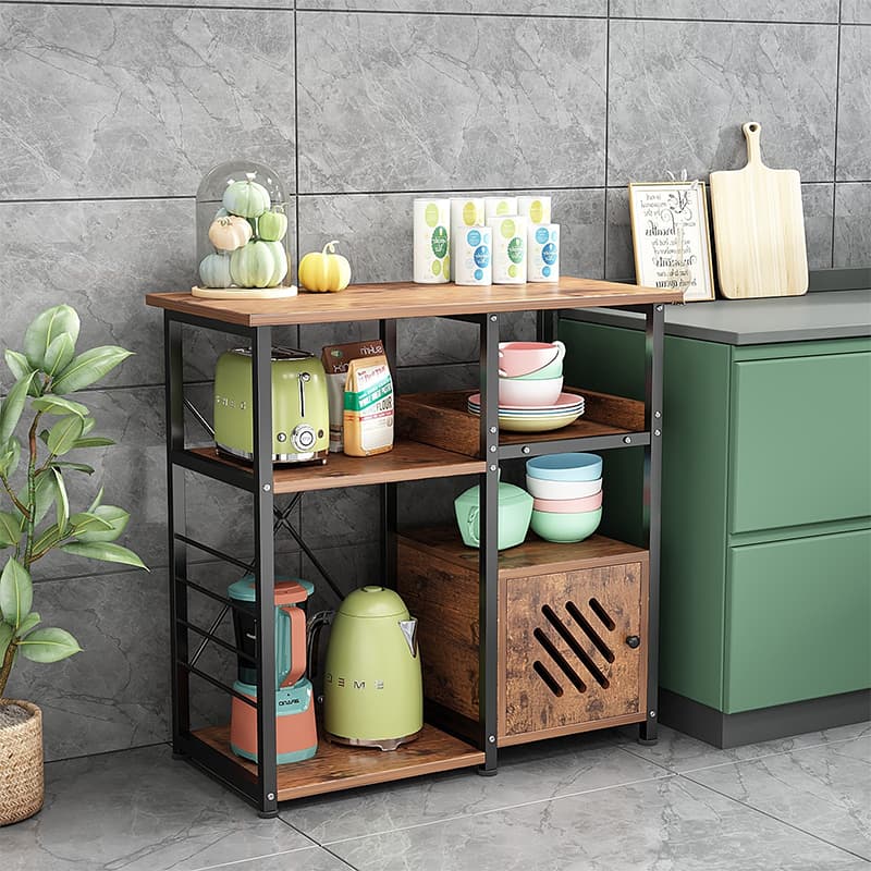 Metal Furniture Kitchen Organizer Rack Simple Assembly Wood Look